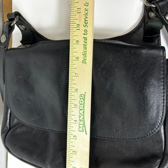 Patricia Nash London Saddle Bag Black Smooth Leather Shoulder Crossbody Bag - Picture 14 of 15